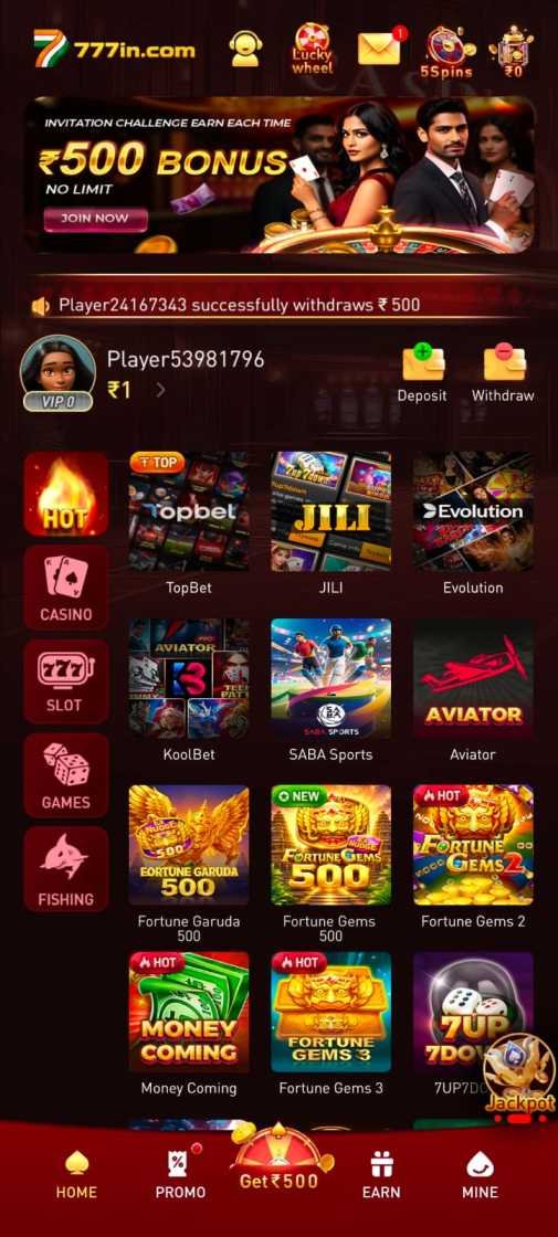 777in Game App download screen with Android mobile gaming interface